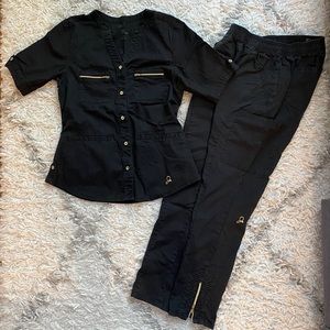 JAANUU Scrub Set (the Button Down Top+Moto Pant)